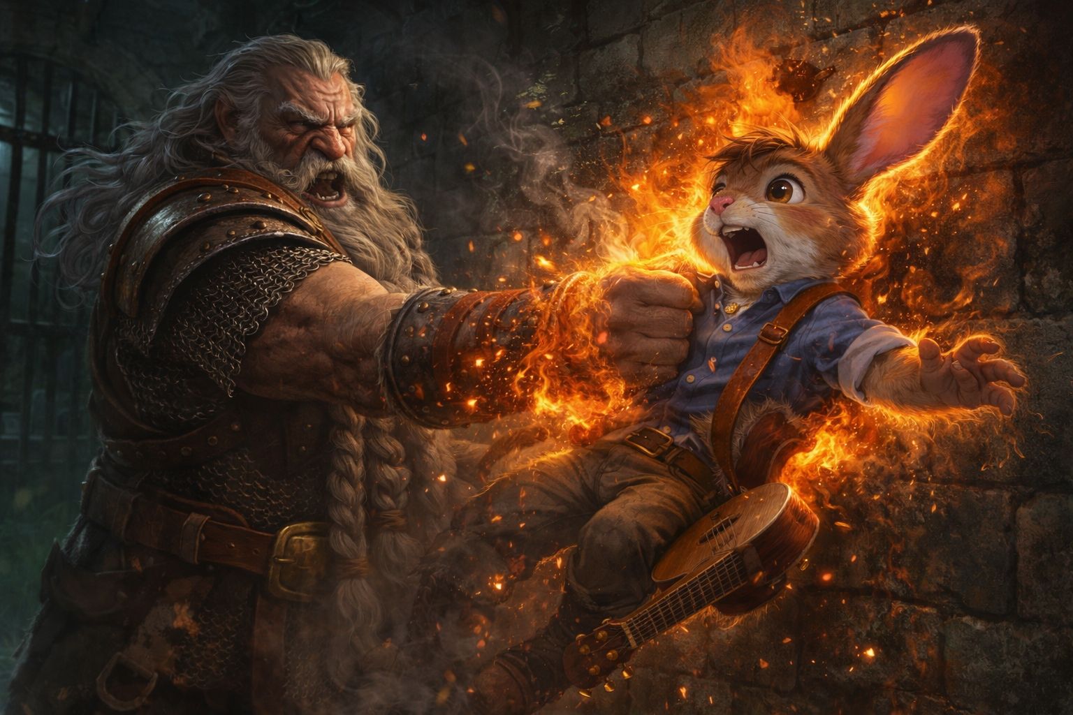 Caspian thrown into a wall